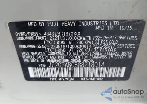 2016 Subaru Crosstrek 2.0I Premium from USA, damaged, VIN JF2GPABC8G8218014